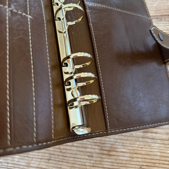 Filofax Malden Ochre Brown Personal Binder Planner Upgraded 30mm Rings in Gold - Picture 11 of 17